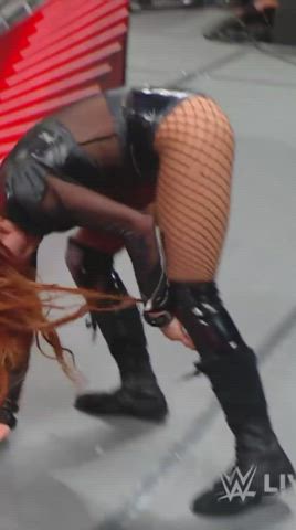 ass booty fishnet redhead thick thighs wrestling gif