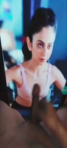 Giving my big cock to punjabi arrogant bitch rakulpreet on big 60 inch tv screen