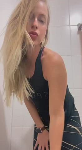 blonde fitness hotwife gif