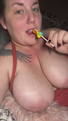 bbw lolly small nipple piercing gif