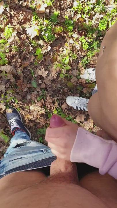 Cumshot Handjob Outdoor Submissive gif