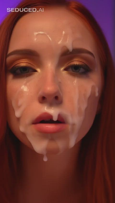 ai generated cum cum in mouth cumshot redhead teen cumslut tik-tok gif