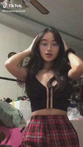 asian ass big tits boobs filipina glasses grinding tiktok tits gif