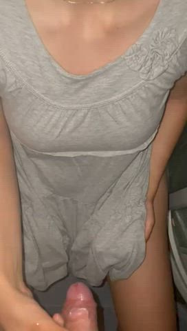 Letting my boyfriend pissing on grey sundress🥵