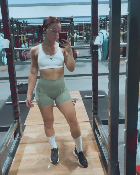 Fitness Glasses Gym Muscular Girl gif