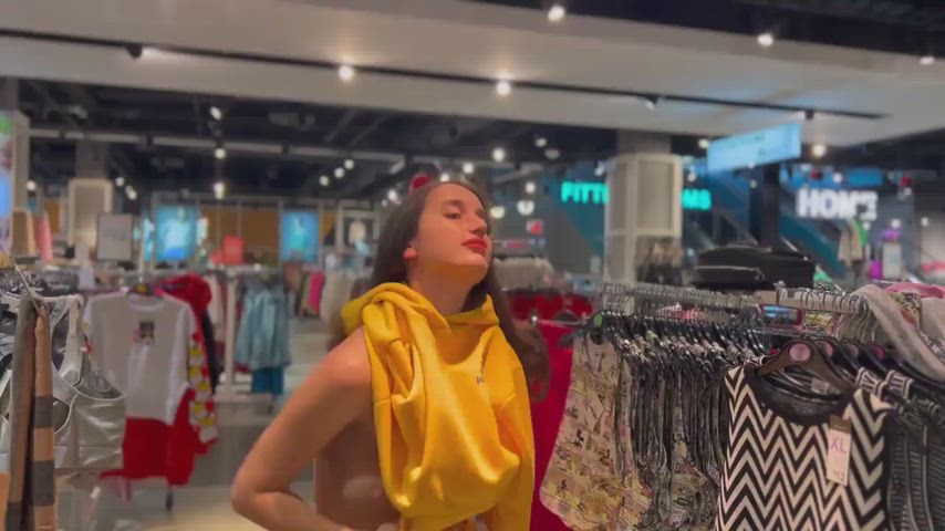 changing room clothed gf girlfriend public r/caughtpublic just-boobs gif