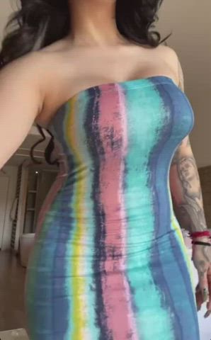 asshole big tits boobs booty dress latina tattoo thick gif