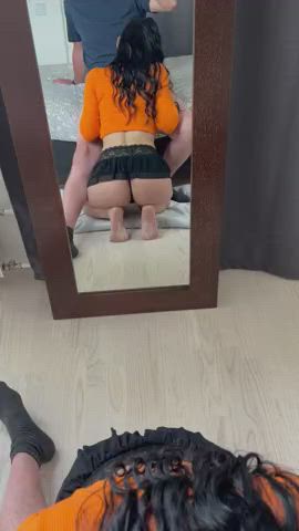 amateur big ass blowjob deepthroat homemade mirror sucking teen upskirt gif