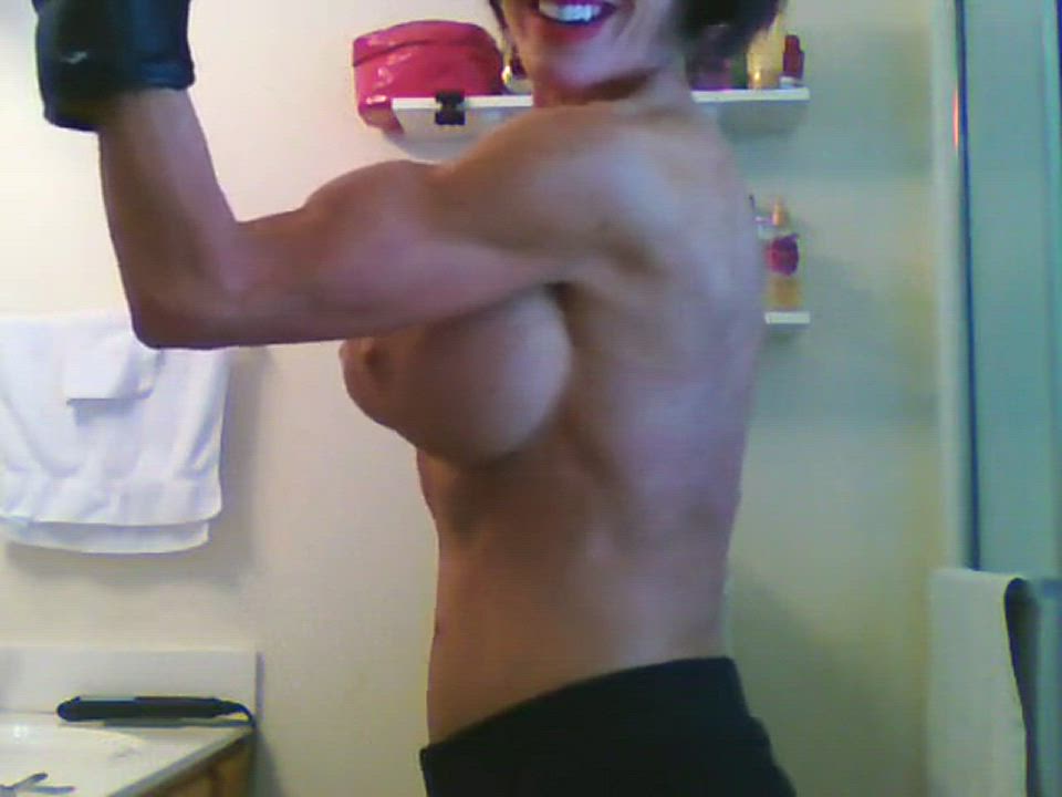 Big Tits Muscular Milf Topless Webcam gif