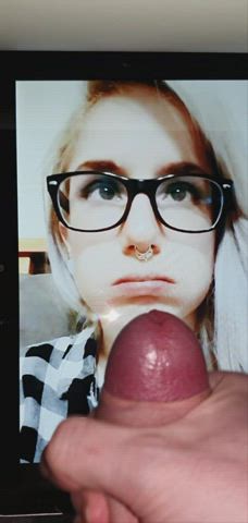 amateur babecock cum cumshot cute gamer girl glasses homemade tribute gif