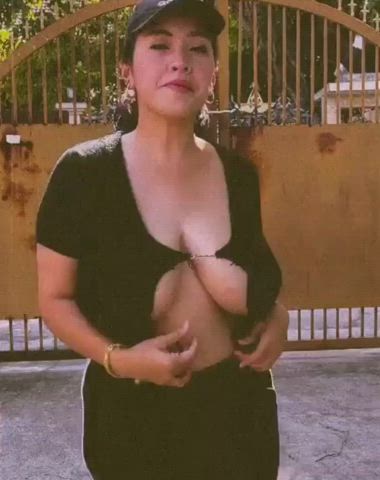asian busty clothed gif