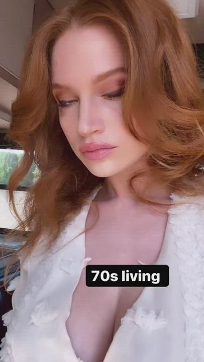 Cleavage Outdoor Redhead gif