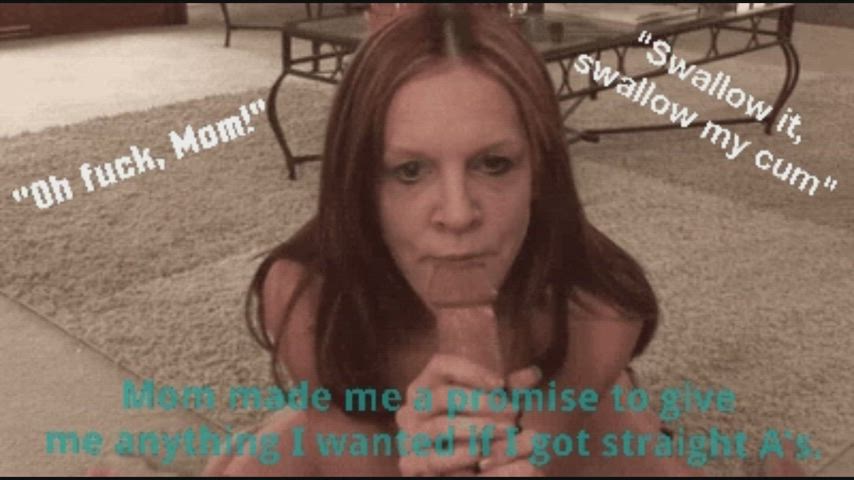 cum swallow mature mom redhead son fauxcest gif