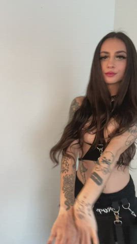 brunette cute petite tattoo gif