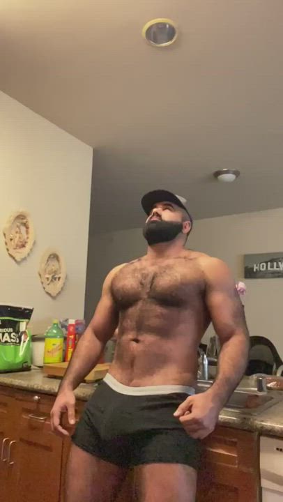 Big Dick Hairy Nude Solo gif