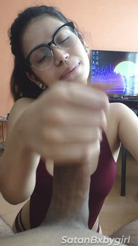 Amateur Cum Cumshot Facial Glasses Handjob POV Petite Porn