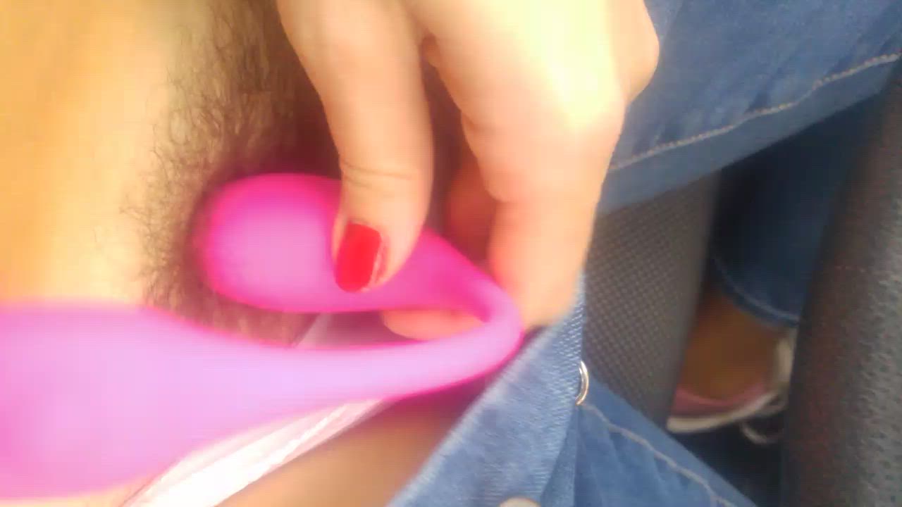 Hairy Pussy Masturbating Outdoor Vibrator gif