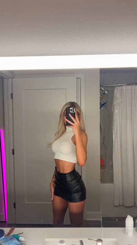 blonde cute fit sexy skirt solo gif