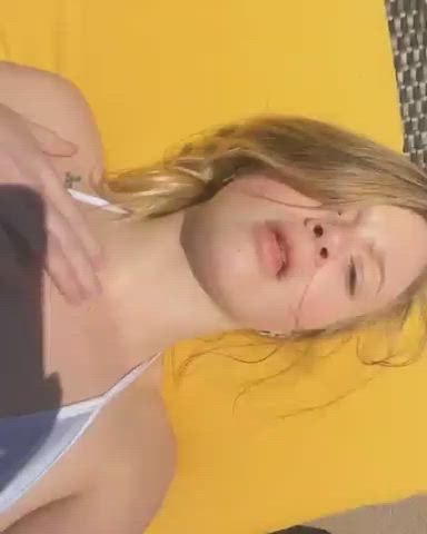 18 Years Old Bikini Blonde Blue Eyes Feet Tease Teasing Teen Tits gif