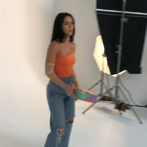 camila mendes dancing jeans gif