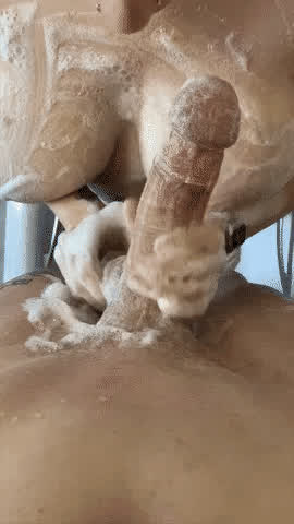 big tits boobs creamy handjob soapy gif