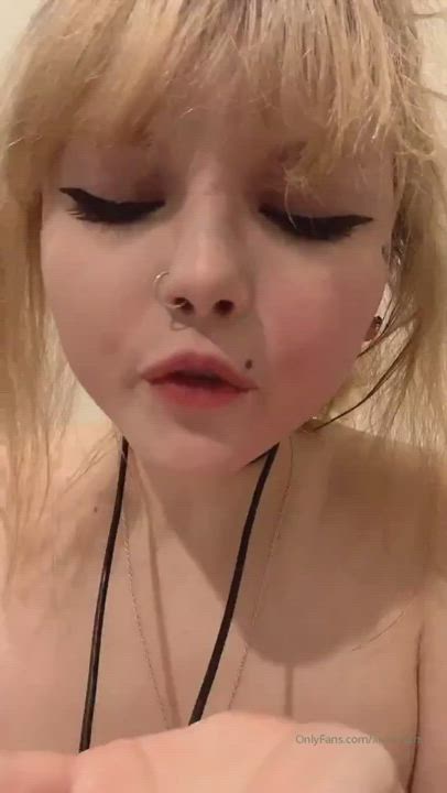 Babe Blonde Cute Face Slapping Spit Submissive Teen Tongue Fetish gif