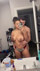 Big Tits Couple MILF gif