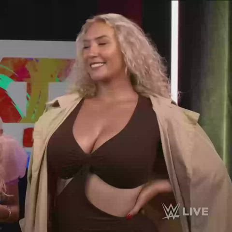 big tits blonde cleavage gif