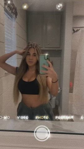 booty cute girlfriend girls long hair mirror selfie tiktok tits gif