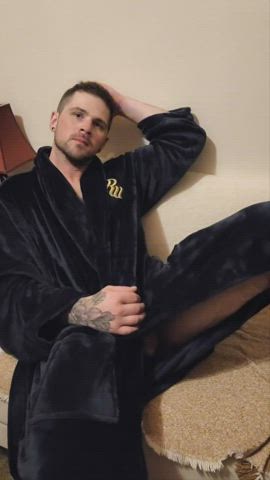 Amateur Big Dick Dominant Homemade Male Dom Robe Solo gif