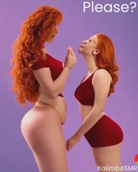 3d asmr animation caption lesbians redhead size difference tall gif