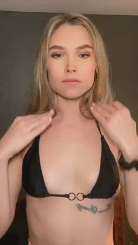 blonde small tits tattoo tiktok titty drop gif