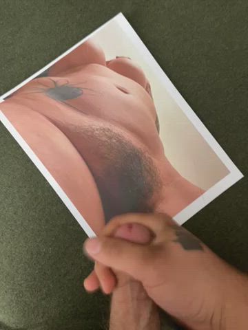 Cumshot Hairy Pussy Tribute gif