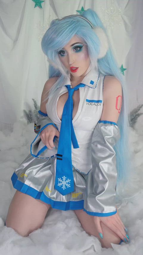 cosplay costume egirl fansly flashing hatsune miku onlyfans tease tiktok gif