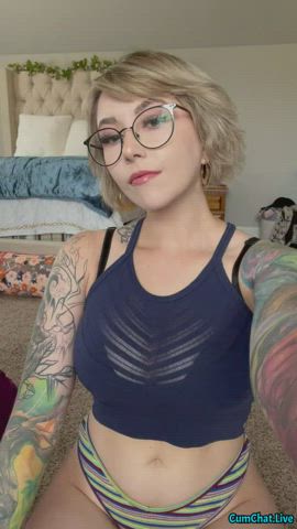 Alt Big Tits Emo Glasses Goth Nerd OnlyFans Tattoo Tits gif