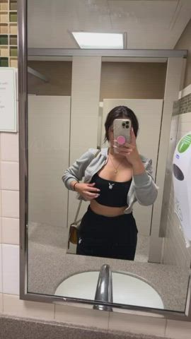 ass bathroom flashing petite tits amateur-girls gif