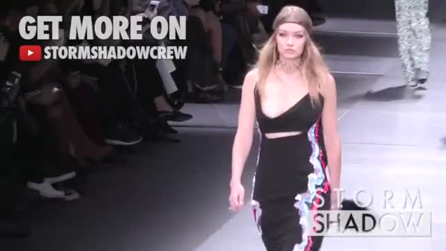 Gigi Hadid NIPPLES OUT on the runway for the Versace Fashion Show in Milan