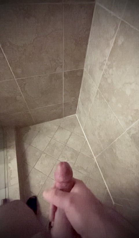 cock cum cumshot huge load jerk off male masturbation masturbating penis shower slow