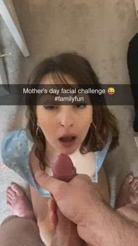 amateur caption cumshot facial licking milf mom step-mom taboo gif