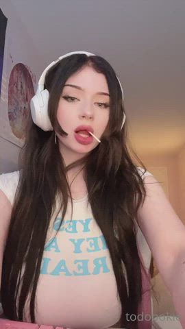 big tits gamer girl jiggling gif