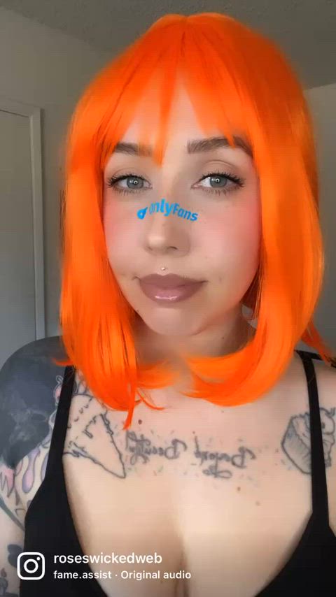 ahegao hardcore long tongue natural tits onlyfans redhead solo tattoo tongue fetish