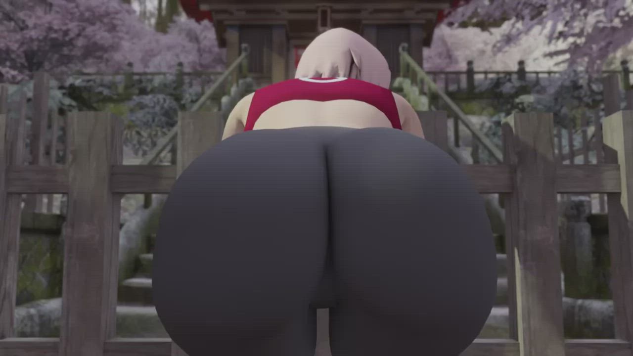 3D Animation Ass Babe Big Ass Close Up Hentai Shorts Twerking gif