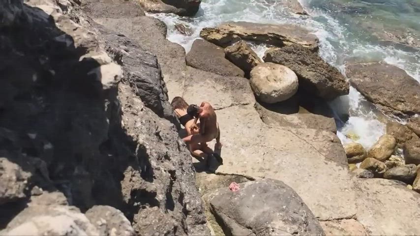 amateur beach public sex spy voyeur gif