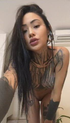 Amateur Asian Butt Plug Tattoo Teasing gif