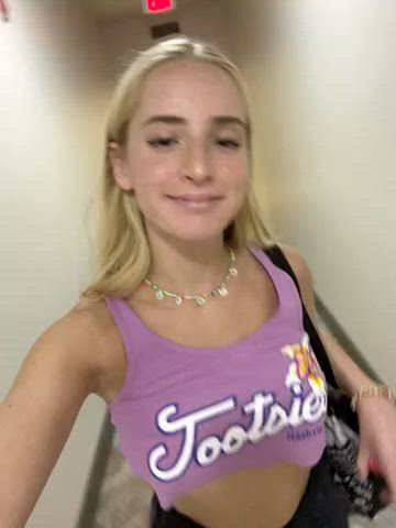 Big Tits Blonde Flashing gif