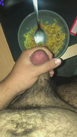 cumshot food fetish hairy jerk off sister solo gif