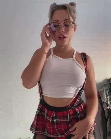 ass big ass blonde booty glasses latina schoolgirl skirt thong gif