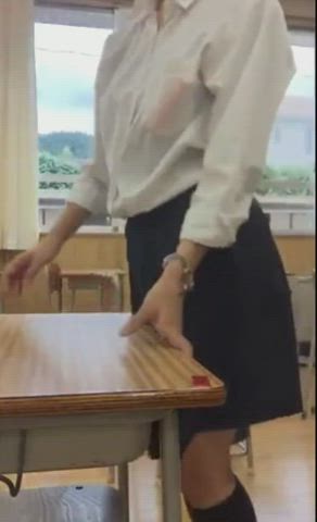 Asian Classroom College Grinding Japanese Masturbating gif