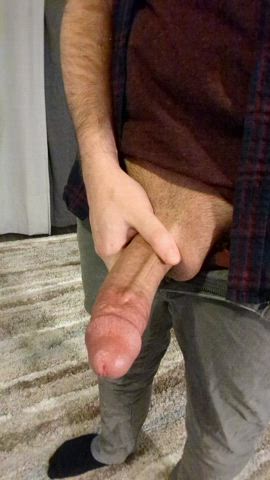 Getting ready for a night out by stroking my thick cock