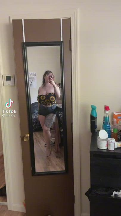 Brunette Busty Glasses Huge Tits Thick TikTok gif